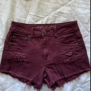 American Eagle high waisted burgundy color shorts